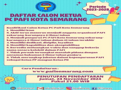 PENDAFTARAN CALON KETUA PC PAFI KOTA SEMARANG